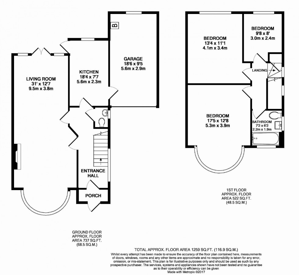 Floorplan for Broadhurst Gardens, Eastcote, Middlesex