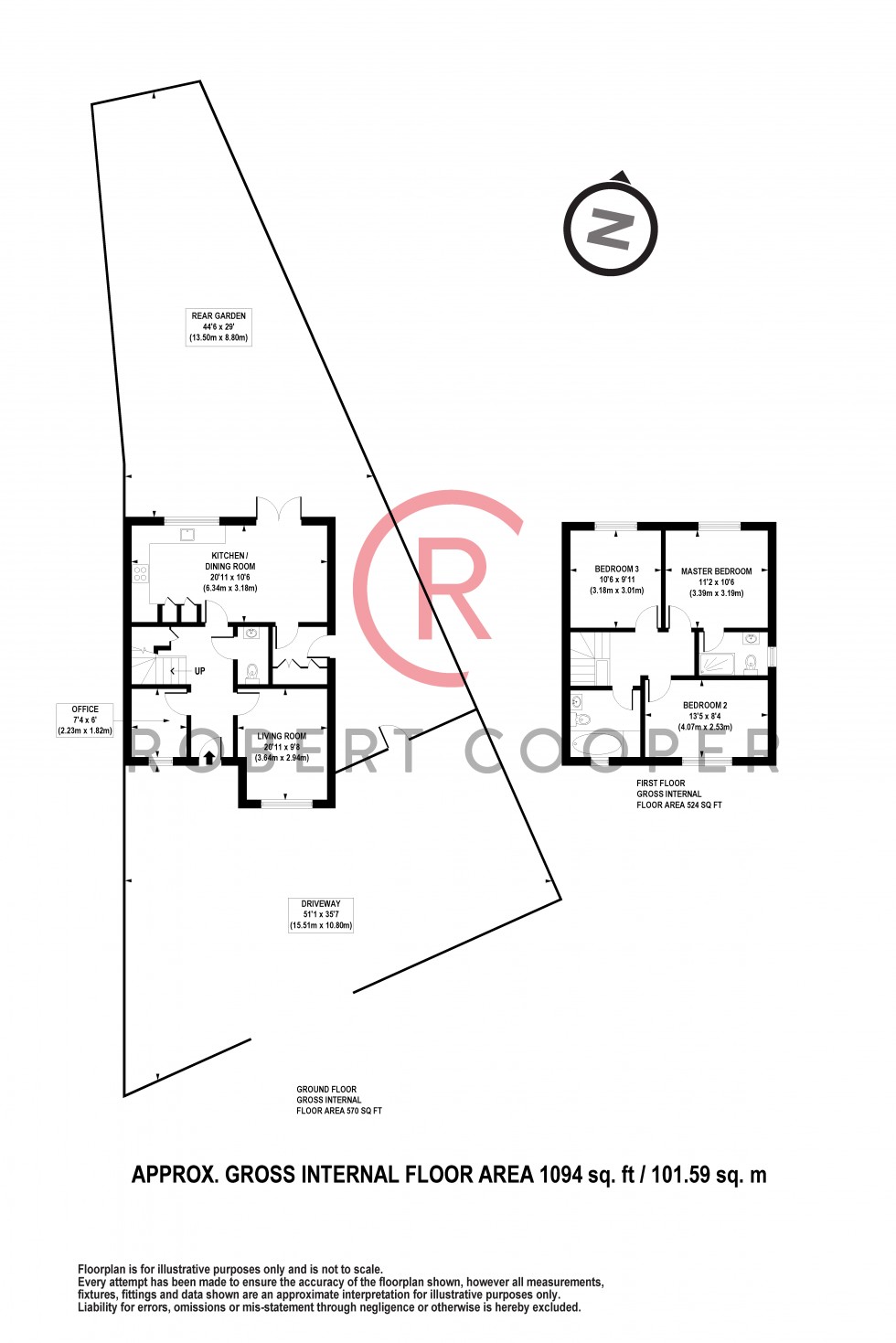 Floorplan for The Fairway, Ruislip, Middlesex